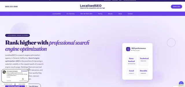 LocalisedSEO homepage, an SEO agency site in Oxnard, California