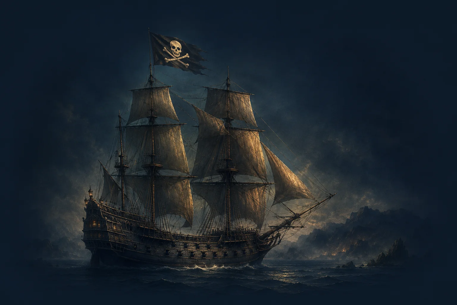 PirateSERP pirate ship flying the Jolly Roger, illustrating local visibility exploration with GeoPin Generator.