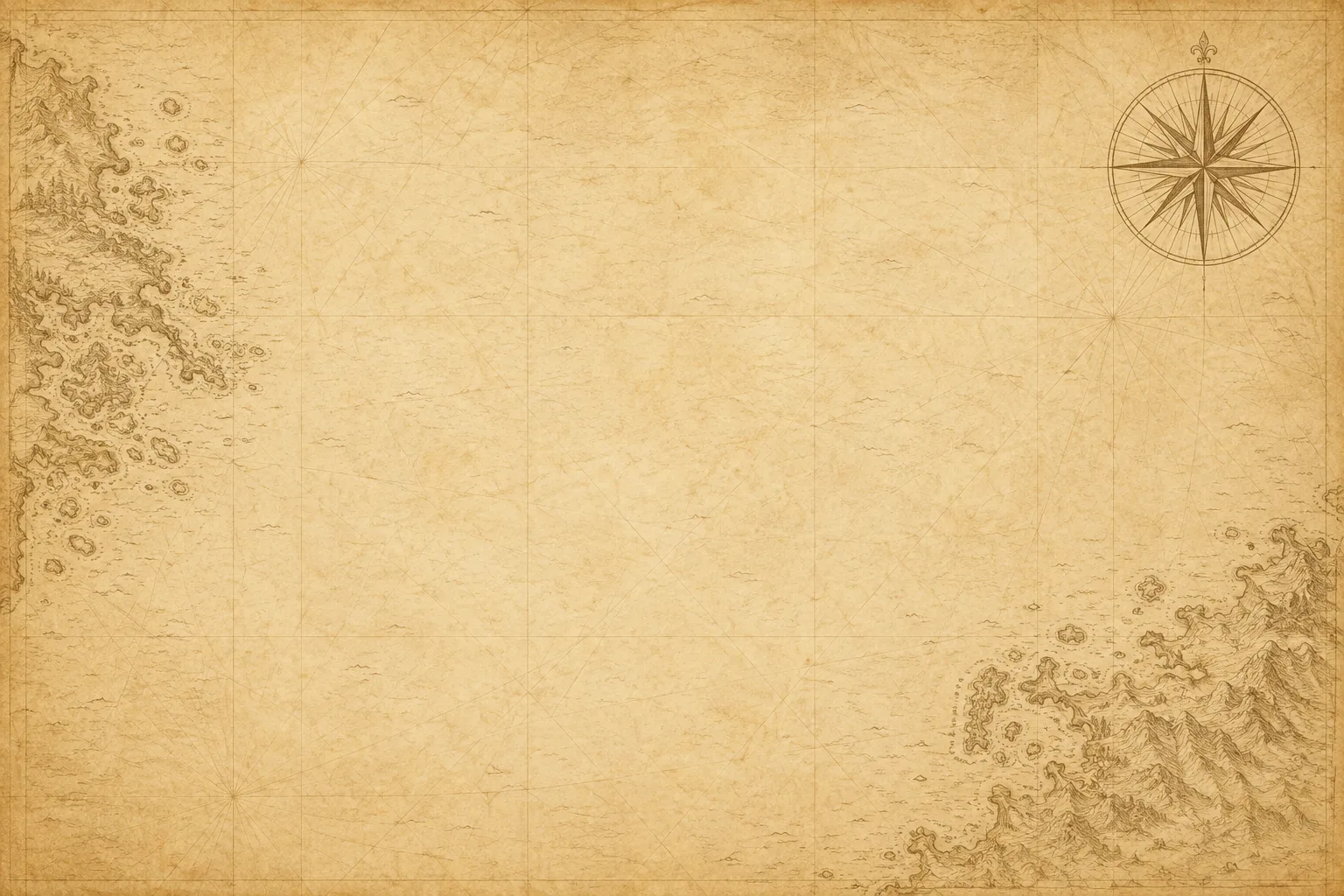 PirateSERP knowledge exploration chart on aged nautical parchment, with islands and a compass rose.